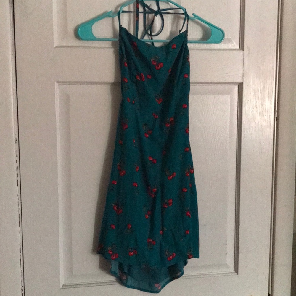 Teal blue cherry dress